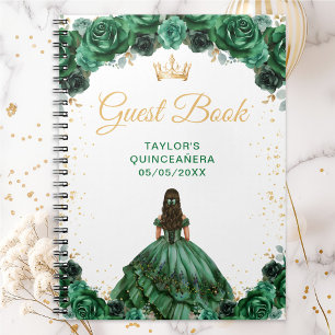 Dark Green Princess Quinceañera Gästebuch Notizblock
