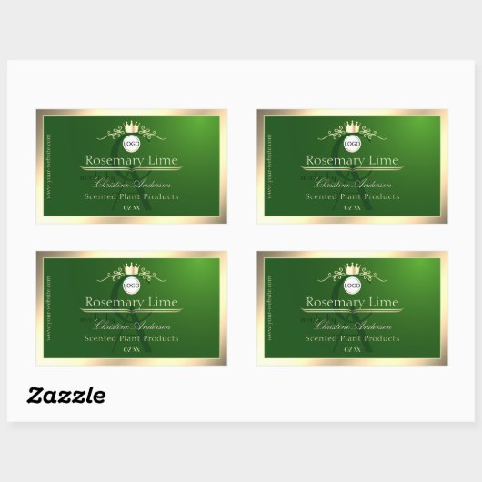Dark Green Product Label Gold Frame Logo Monogram Rechteckiger Aufkleber (Blatt)