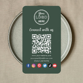 Dark Green QR Code Connect With Us Social Media Visitenkarte
