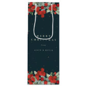 Dark Green Red Berry+Eukalyptus Christmas/Holiday Geschenktüte Für Weinflaschen (Vorderseite)