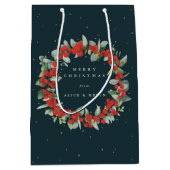 Dark Green Red Berry+Eukalyptus Christmas/Holiday Mittlere Geschenktüte (Vorderseite)