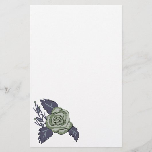 Dark Green Rose Stationery Briefpapier (Vorderseite)