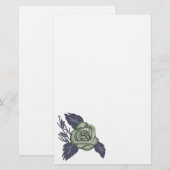 Dark Green Rose Stationery Briefpapier (Vorne/Hinten)