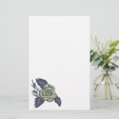 Dark Green Rose Stationery Briefpapier (Stehend Vorderseite)