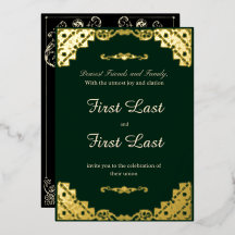 Dark Green Royalty Foil Einladung zur Hochzeit