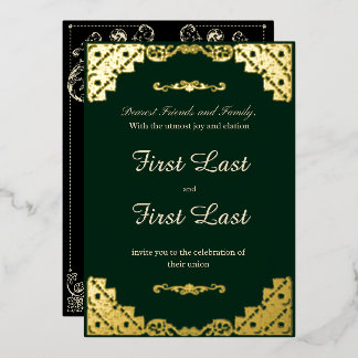 Dark Green Royalty Foil Einladung zur Hochzeit