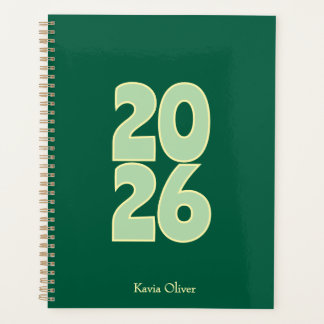 Dark Green & Sage Green Contrast Bold Script  Planer