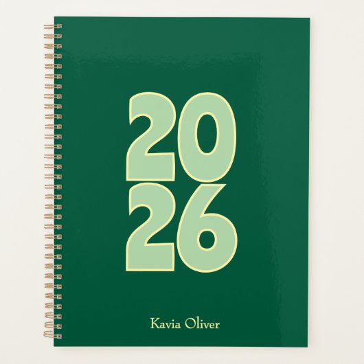Dark Green & Sage Green Contrast Bold Script  Planer (Vorderseite)
