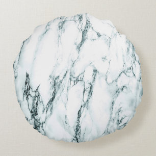 Dark Green Salvia Marble Abstrakt Stone Lux Rundes Kissen