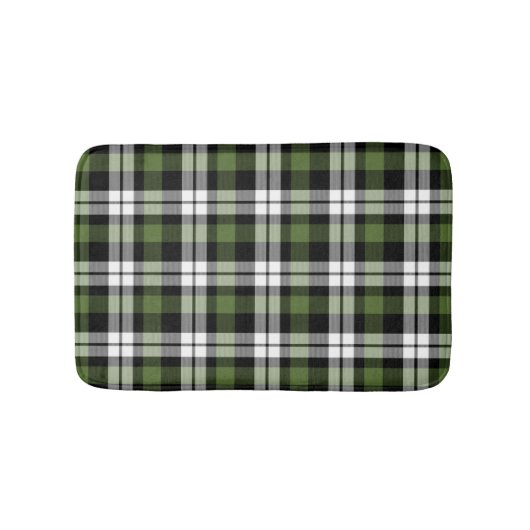 Dark Green Schwarz-weiß Buffalo Lumberjack Muster Badematte (Vorderseite)
