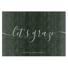 Dark Green Script Charcuterie Family Grazing Board Schneidebrett