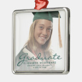 Dark Green Script Foto Abschluss Keepake Ornament Aus Metall (Links)