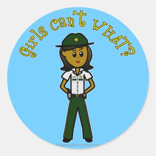 Dark Green Sheriff Girl Runder Aufkleber (Vorderseite)