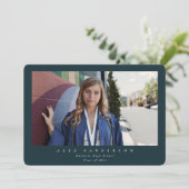 Dark Green Simple Modern Single Foto Abschluss Ankündigung (Stehend Vorderseite)