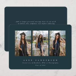 Dark Green Simple Modern Triple Foto Abschluss Ankündigung