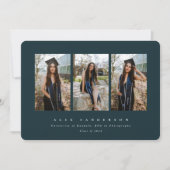 Dark Green Simple Modern Triple Foto Abschluss Ankündigung (Vorderseite)
