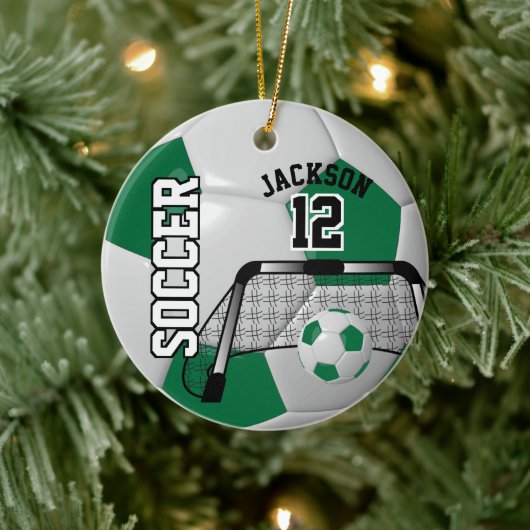 Dark Green Soccer ⚽ Ball 2 - Personalisieren Keramik Ornament (Baum)