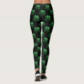 Dark Green sparkle Shamrock Clover pattern black Leggings (Rückseite)