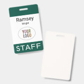 Dark Green Staff ID Name Abzeichen Reel Clip Lanya Ausweis (Vorder- & Rückseite)