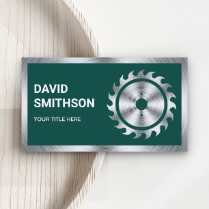 Dark Green Steel Circle Saw Handyman Carpenter Visitenkarte