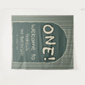 Dark Green Stripes 1st Birthday Backdrop Wandteppich (Vorderseite (Horizontal))