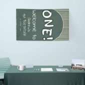 Dark Green Stripes 1st Birthday Banner (Messeveranstaltung)