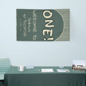 Dark Green Stripes 1st Birthday Banner (Messeveranstaltung)