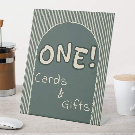 Dark Green Stripes 1st Birthday Cards & Gifts Sockelschild (In Situ)