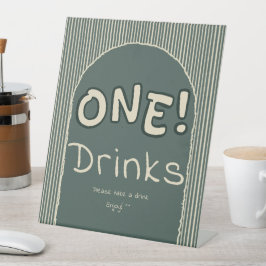 Dark Green Stripes 1st Birthday Drinks Sockelschild