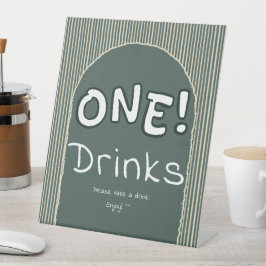 Dark Green Stripes 1st Birthday Drinks Sockelschild