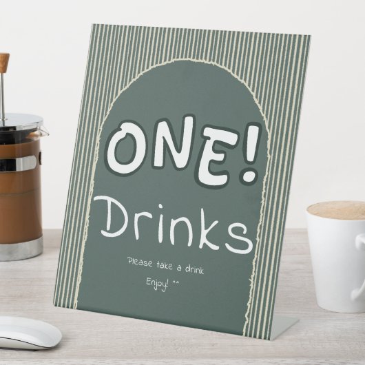 Dark Green Stripes 1st Birthday Drinks Sockelschild (In Situ)