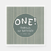 Dark Green Stripes 1st Birthday Serviette (Vorderseite)