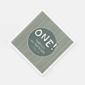 Dark Green Stripes 1st Birthday Serviette (Ecke)