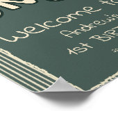Dark Green Stripes 1st Birthday Welcome Sign Poster (Ecke)