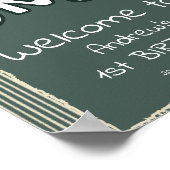 Dark Green Stripes 1st Birthday Welcome Sign Poster (Ecke)