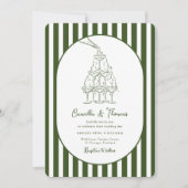 Dark Green Stripes Wedding Einladung (Vorderseite)