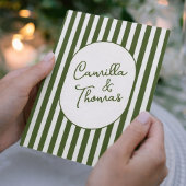 Dark Green Stripes Wedding Einladung