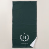 Dark Green Stylish Monogram Modern Minimalist Strandtuch (Vorderseite)