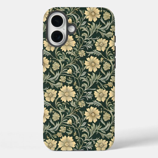 Dark green stylized yellow flowers  pattern  Case-Mate iPhone hülle (Rückseite)