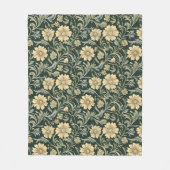 Dark green stylized yellow flowers  pattern  fleecedecke (Vorderseite)
