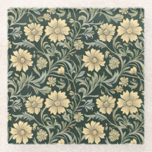 Dark green stylized yellow flowers  pattern 