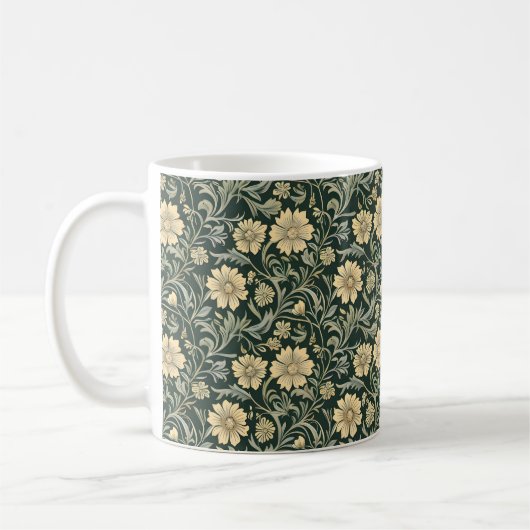 Dark green stylized yellow flowers  pattern  kaffeetasse (Links)