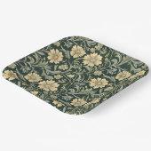 Dark green stylized yellow flowers  pattern  pappteller (Gewinkelt)
