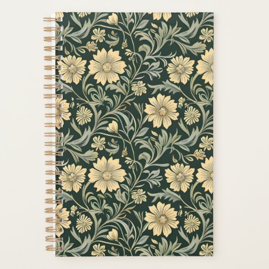 Dark green stylized yellow flowers  pattern  planer (Vorderseite)