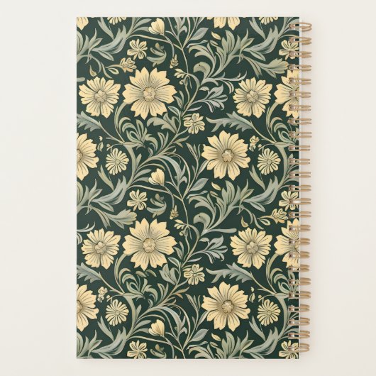 Dark green stylized yellow flowers pattern planer (Rückseite)