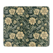 Dark green stylized yellow flowers  pattern  schneidebrett (Vorderseite)