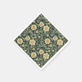 Dark green stylized yellow flowers  pattern  serviette (Ecke)