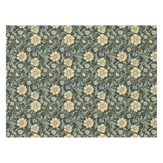 Dark green stylized yellow flowers pattern tischdecke (Vorderseite (Horizontal))