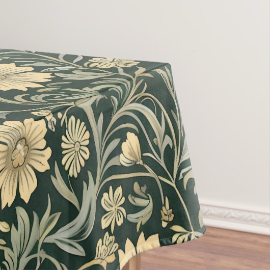 Dark green stylized yellow flowers pattern tischdecke (Beispiel)