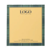 Dark Green Tartan Polo Plaid Business Logo Text Notizblock (Vorderseite)